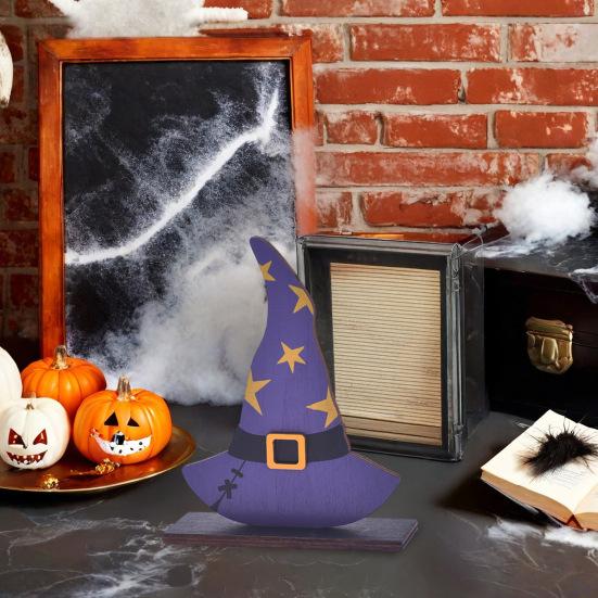 Хэллоуин Деревянная табличка Привидение Милое привидение Ведьма Тыква Многоярусное украшение для подноса для дома Полка Каминная полка Столешница Декор подоконника