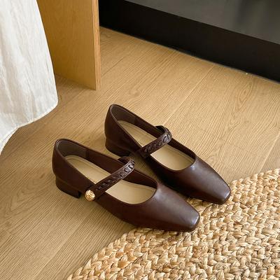 Модная обувь на низком каблуке, женская модная обувь с квадратным носком, с мелким вырезом, на ремешке, с мягкой подошвой, противоскользящая, износостойкая, низкий верх