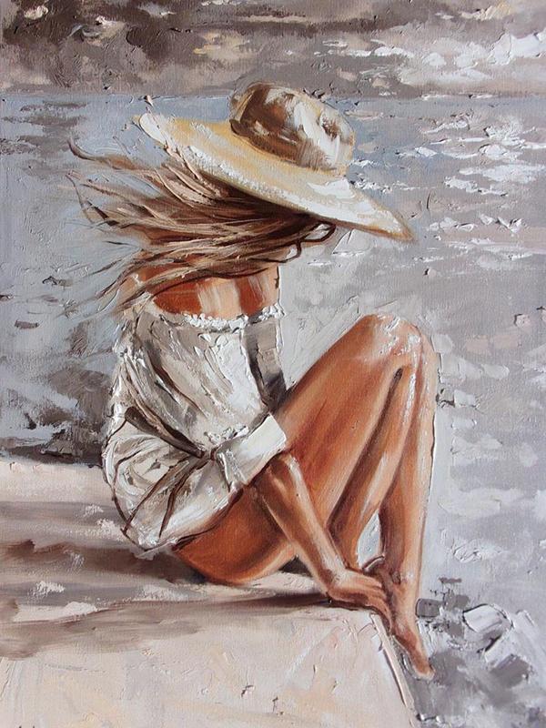 Diy 5d полная алмазная живопись мультфильм вышивка квадратная круглая дрель приморский пляж девушка мозаика вышивка крестом ручная работа искусство хобби