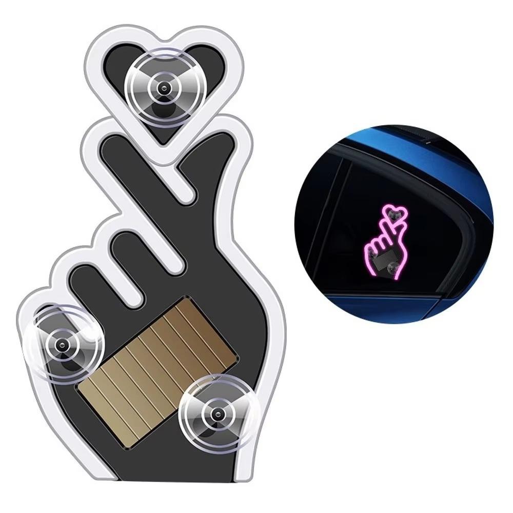 Solar-Powered Love Car Window Light Heart-Shaped Glowing Atmosphere Lamp Warning Light