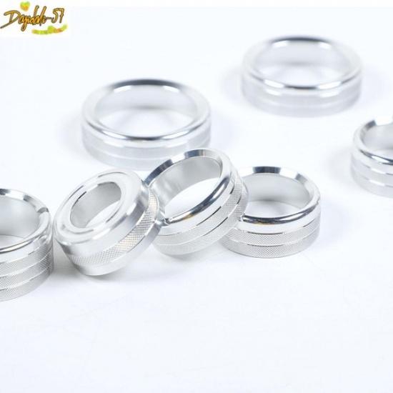 8PCS Silver Central Control Switch Knob Trim Ring For Chevy Silverado 2014-18