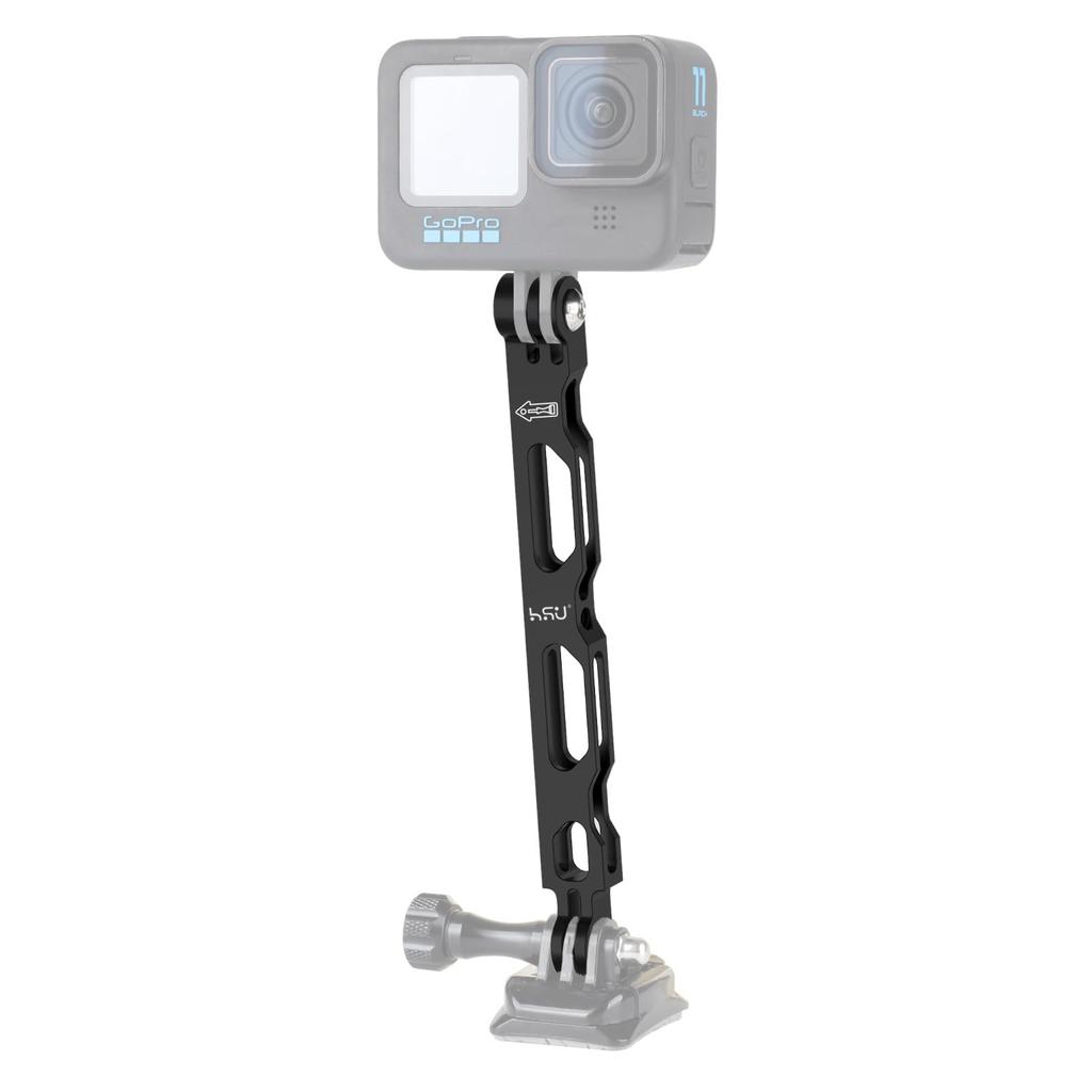 HSU GoPro Aluminum Extension Arm Pole Mount Helmet Mount Metal Pole Mount Helmet Stick Mount Compatible with GoPro and Other Action Cameras