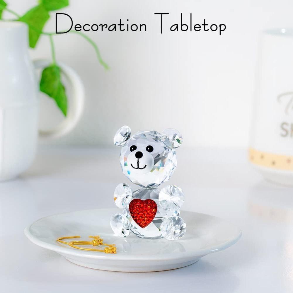 Red and Transparent Crystal Baby Bear Figurine Collection Bear Pretty Glass Ornament Home