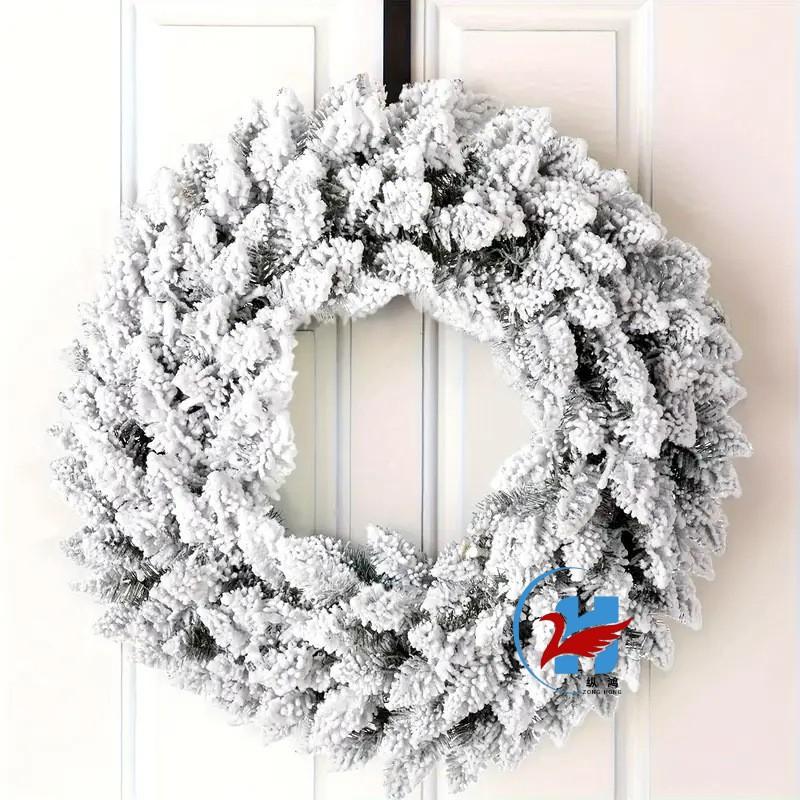Christmas Flocked Garland Fireplace Stair Decor PVC Front Door Hanger