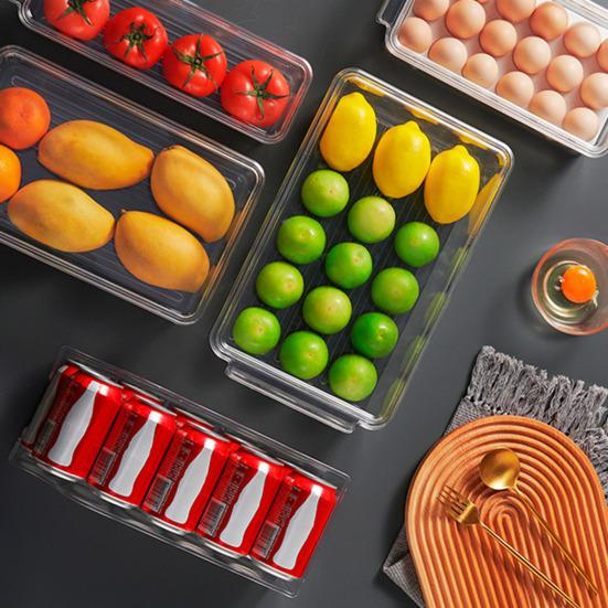 Ящик для хранения холодильника с крышкой Прозрачный штабелируемый футляр для фруктов и овощей Органайзер для яиц Чехол для организации продуктов питания Коробка для яиц Коробка для хранения яиц