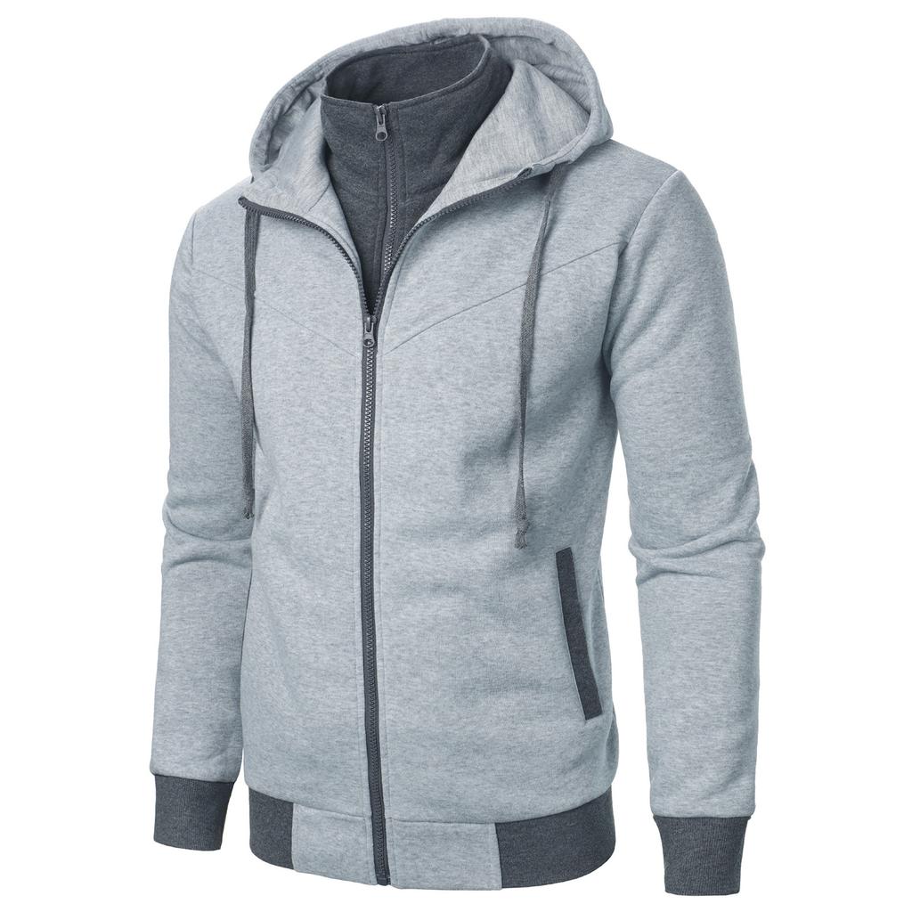 Мужской пуловер на молнии с длинными рукавами и капюшоном, топы, блузка