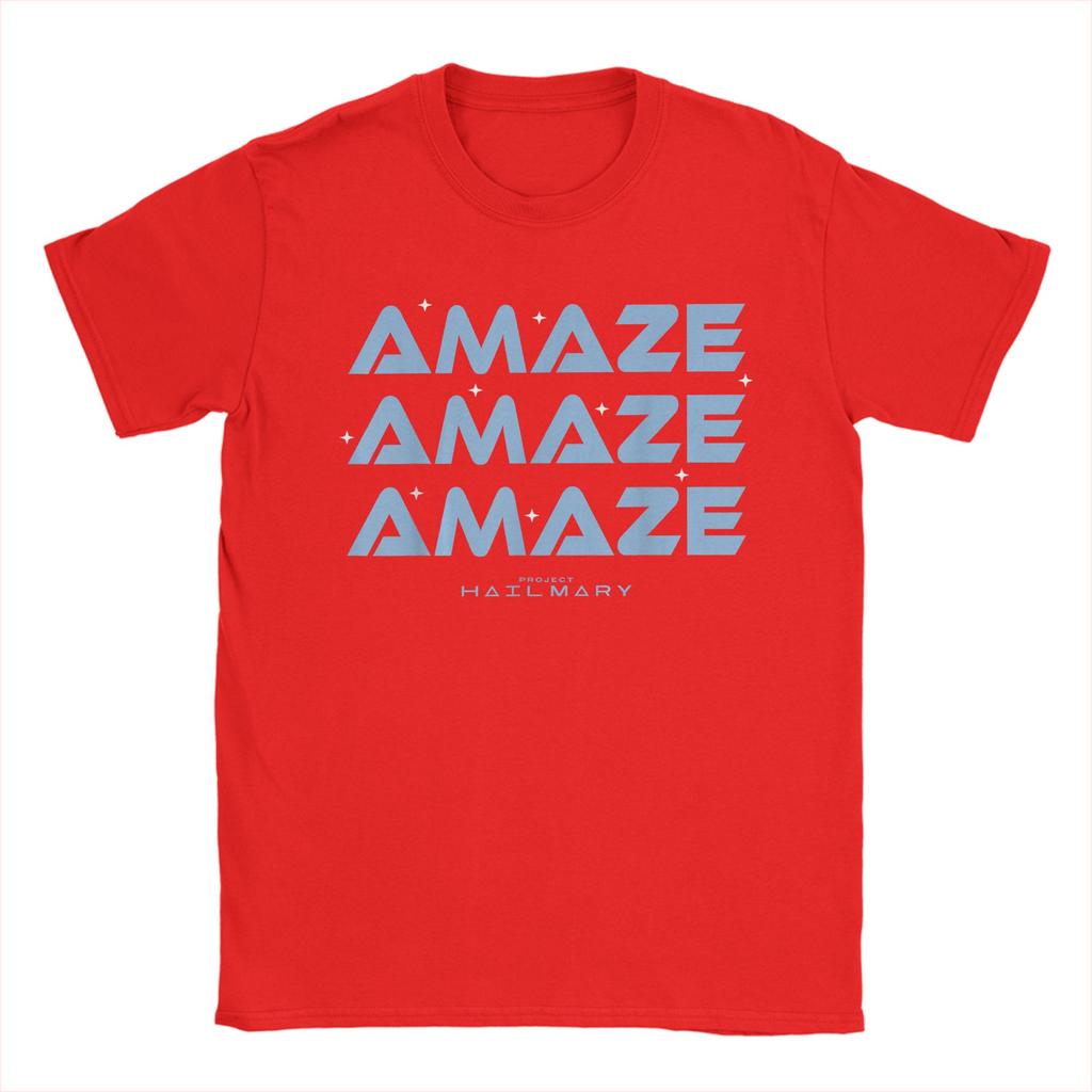Mens TShirt Project Hail Mary Amaze Amaze Amaze Humorous Pure Cotton Tee Shirt Short Sleeve T Shirts Crew Neck Tops Printed