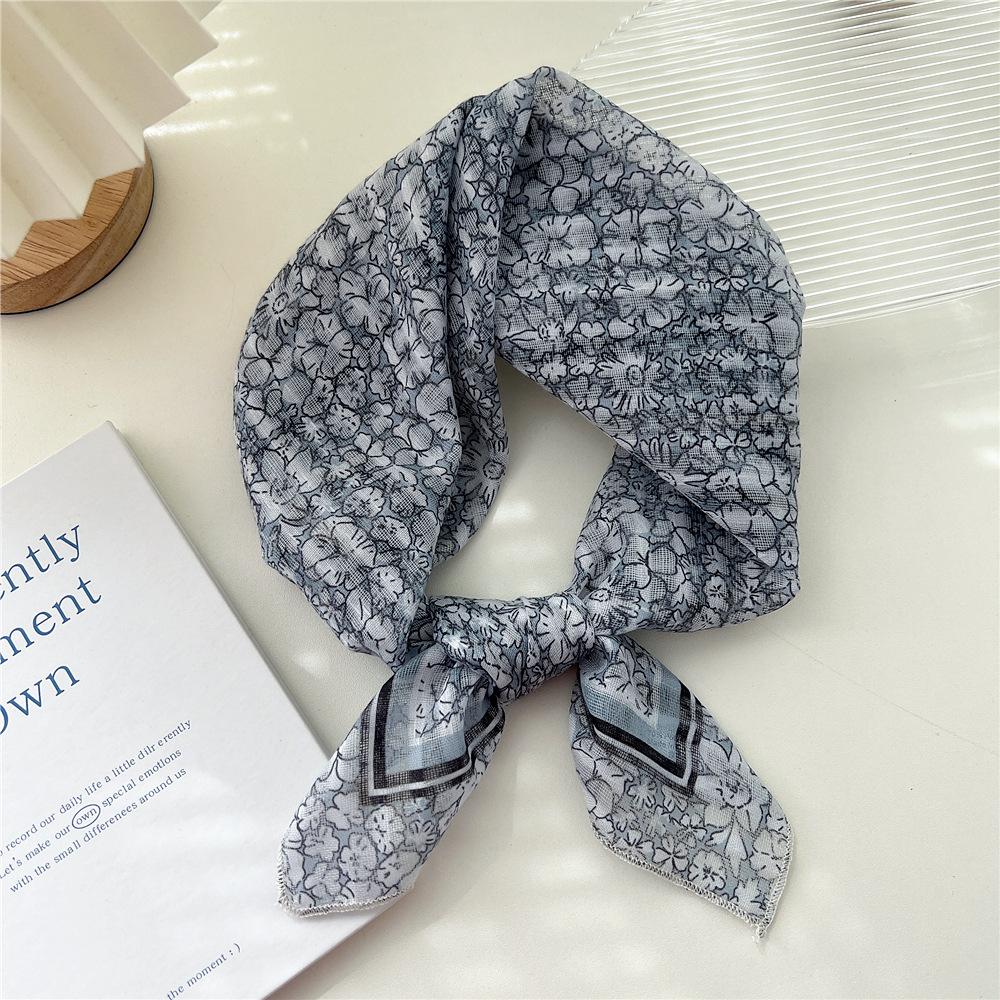 Cotton And Linen Small Square Scarf Silk Scarf Women'S Spring And Autumn New Style Artistic And Versatile Fashionable Temperament Headband Scarf