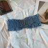 Women Elastic Woven Dress Belt Punk Style Denim Stretchy Corset Wide Edge All-match Retro Fabric Skirt Belt