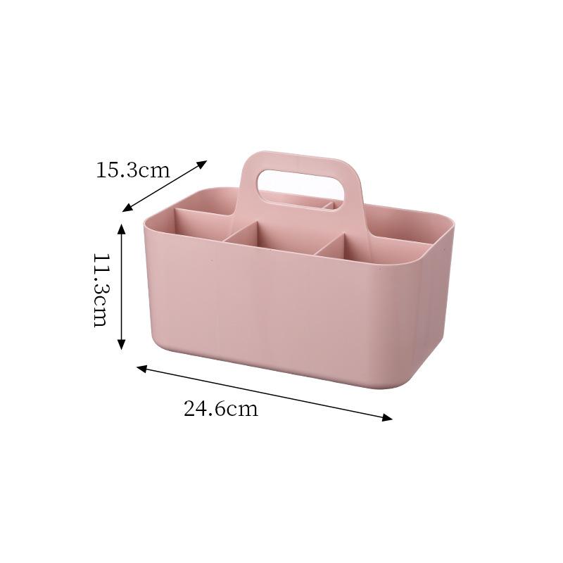 Desktop Cosmetic Organizer with Handle Multi Compartment Makeup Storage Box Plastic Stationery Caddy for Vanity Table Organizer
