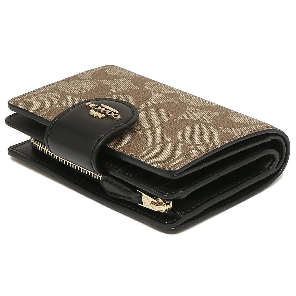 Кошелек складной кожаный кошелек Bifold Outlet MEDIUM CORNER ZIP WALLET 6390 C0082 C3454 COACH x [Coach] женский (Хаки черный) [Элемент]