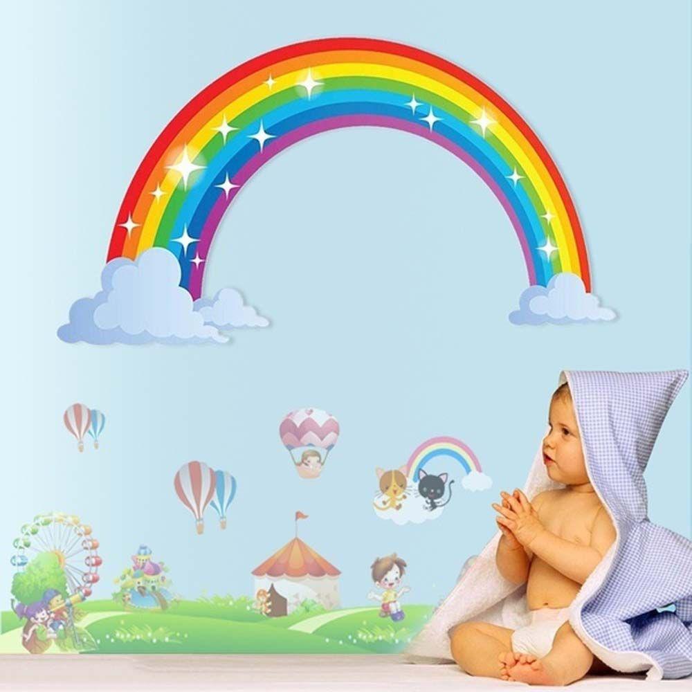 Детская комната Съемный красочный радужный узор для украшения дома Наклейка на стену Самоклеящаяся наклейка на стену