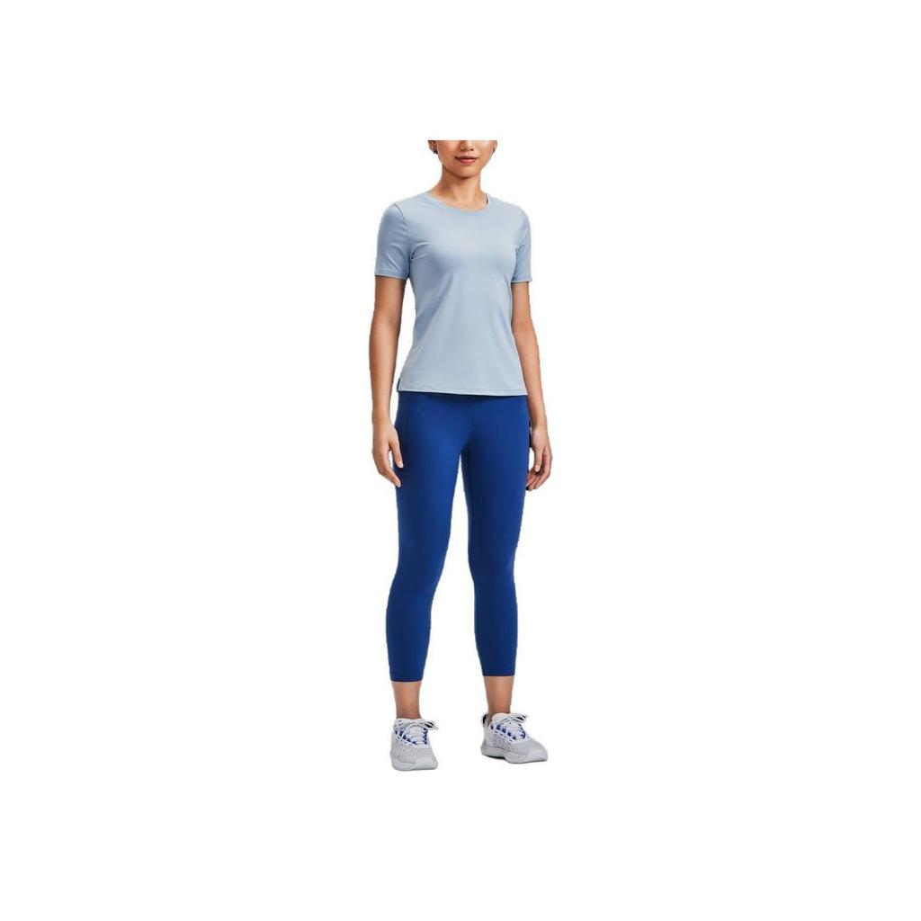 Under Armour Футболка с коротким рукавом и сетчатым принтом Rush Solid Back, женская, цвет Harbor-Blue 1379043-465