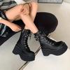 Женские ботинки 2024 года, осенние женские ботильоны на платформе, танкетке, на высоком каблуке, короткие ботинки, новый модный дизайн, молния, косплей, обувь для женщин