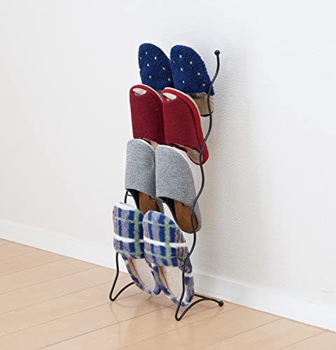 [BLKP] Подставка для тапочек Pearl Metal, 4 яруса, Лимитированная серия, Матовый черный, Проволока, Черный BLKP, N-7570