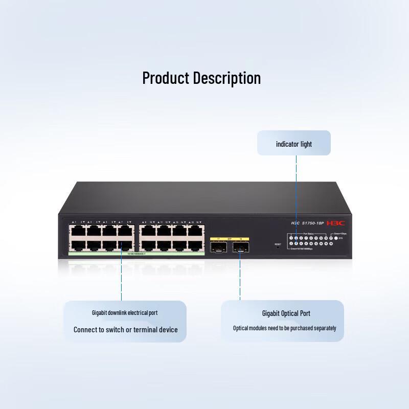 H3C S1750-18P 16-Port Gigabit + 2-Port Fiber Layer 2 Managed Switch