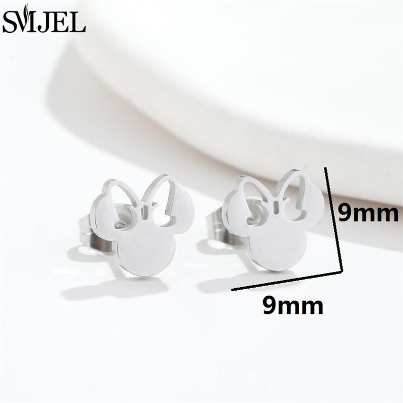 Fashion Cute Mini Mouse Ear Stud Earrings For Women Stainless Steel Minnie Girls Piercing Earings Jewelry Accessories Gifts