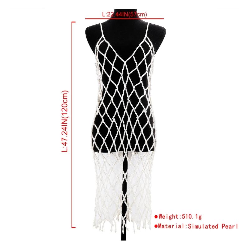 Женское многослойное жемчужное ожерелье-чокер с цепочкой для тела, регулируемое сексуальное бикини, бижутерия для тела, нагрудник для выпускного бала