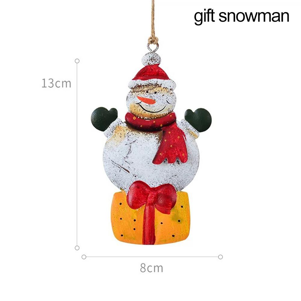 Retro Metal Xmas Tree Embellishment Welcome Door Hanging Pendants Santa Claus Cartoon Angel Doll Drop Ornaments Christmas Decor