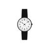 ARNE JACOBSEN STATION 53400-1401B Watch, 30mm, Scandinavian Design, Water Resistant (Quiet Design with No Second Hand), White with Black Leather Strap