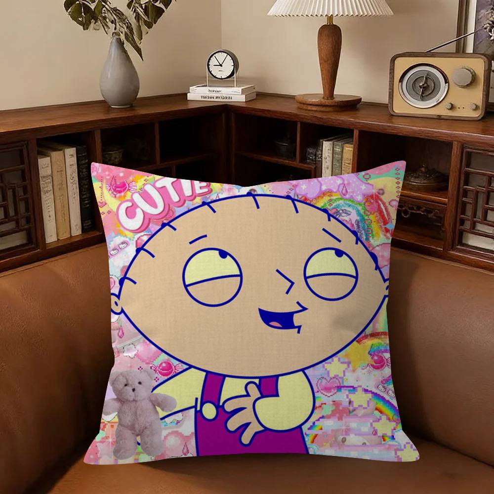 Cartoon Stewie Cute Fun Personalized Pillow Cover Kids Bedroom Wild Party Decor Pillowcase Kid Birthday Shower Gift