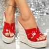 Fashion Sexy 14cm High Heel Woven Platform Sandals Women Party Shoes Model Drag Shoes Waterproof Sole