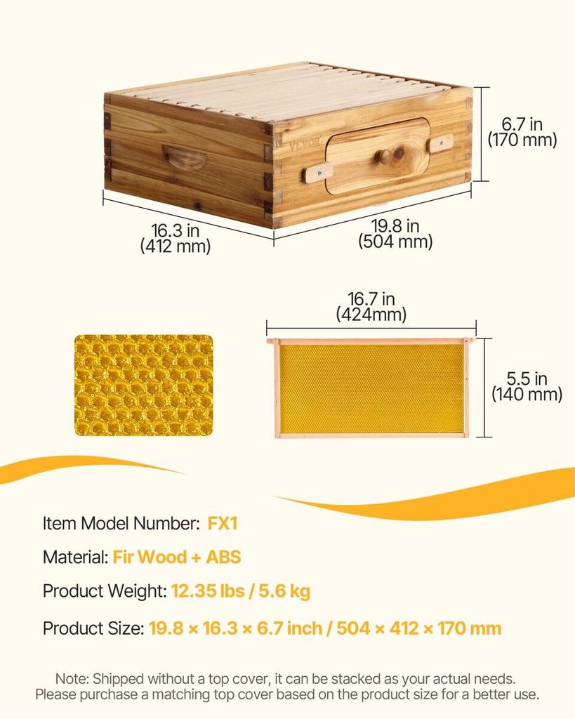 Bee Hive Langstroth Medium Beehive Kit 10 Frames Acrylic Bee Windows