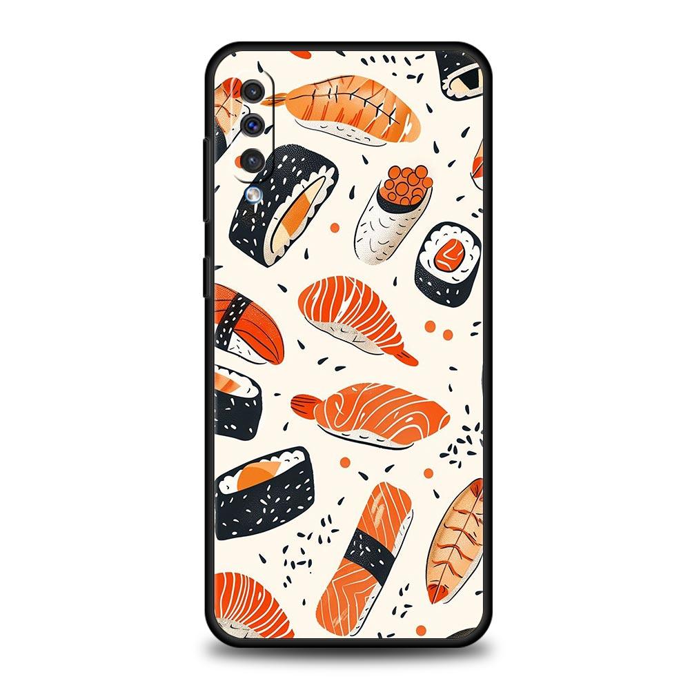 Чехол для телефона Samsung A56 A36 A26 A54 A52 A24 A14 A50 A70 A40 A20E A06 A12 A22 A34 A42 A32 5G A04s A16 Cover Милый Мультяшный Суши