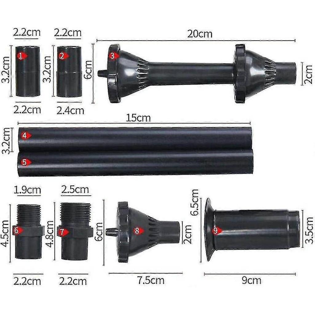 9pcs Small Nozzle Heads Kit Nozzle Water Fountain Fountain For Pond Fountain Submersible Pump Black Pool