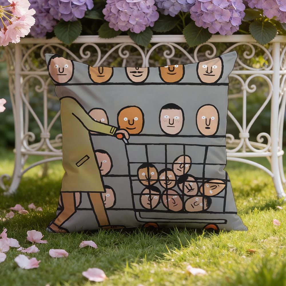 Эстетичная Художественная J-Jean-Jullien Наволочка для Подушки Домашняя и Автомобильная Двухцелевая Наволочка: Двусторонняя конструкция для максимального комфорта