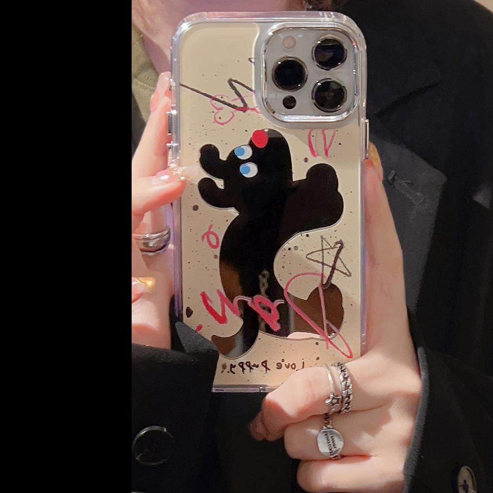 Ins Graffiti Puppy Happy Love Dog Зеркало противоударная задняя крышка для Iphone 11 13 Promax 12 14 Pro Max чехол для телефона 2023 Shell