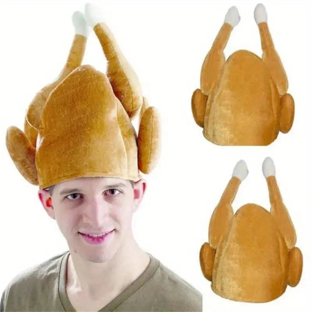1pcs Funny Carnival Chicken Leg Hat Christmas Thanksgiving Decoration Turkey Hat Adult Carnival Hat Party Festive Cap Costume Dr