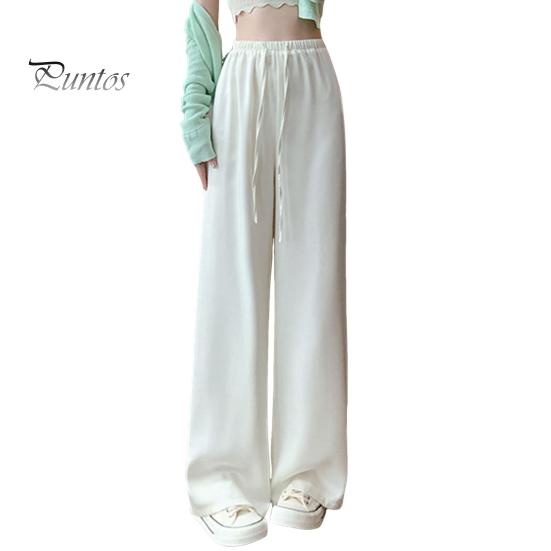 Wide Leg Pants for Women High Elastic Waist Casual Loose Straight Pants Satin Long Trousers for Summer Spring Fall
