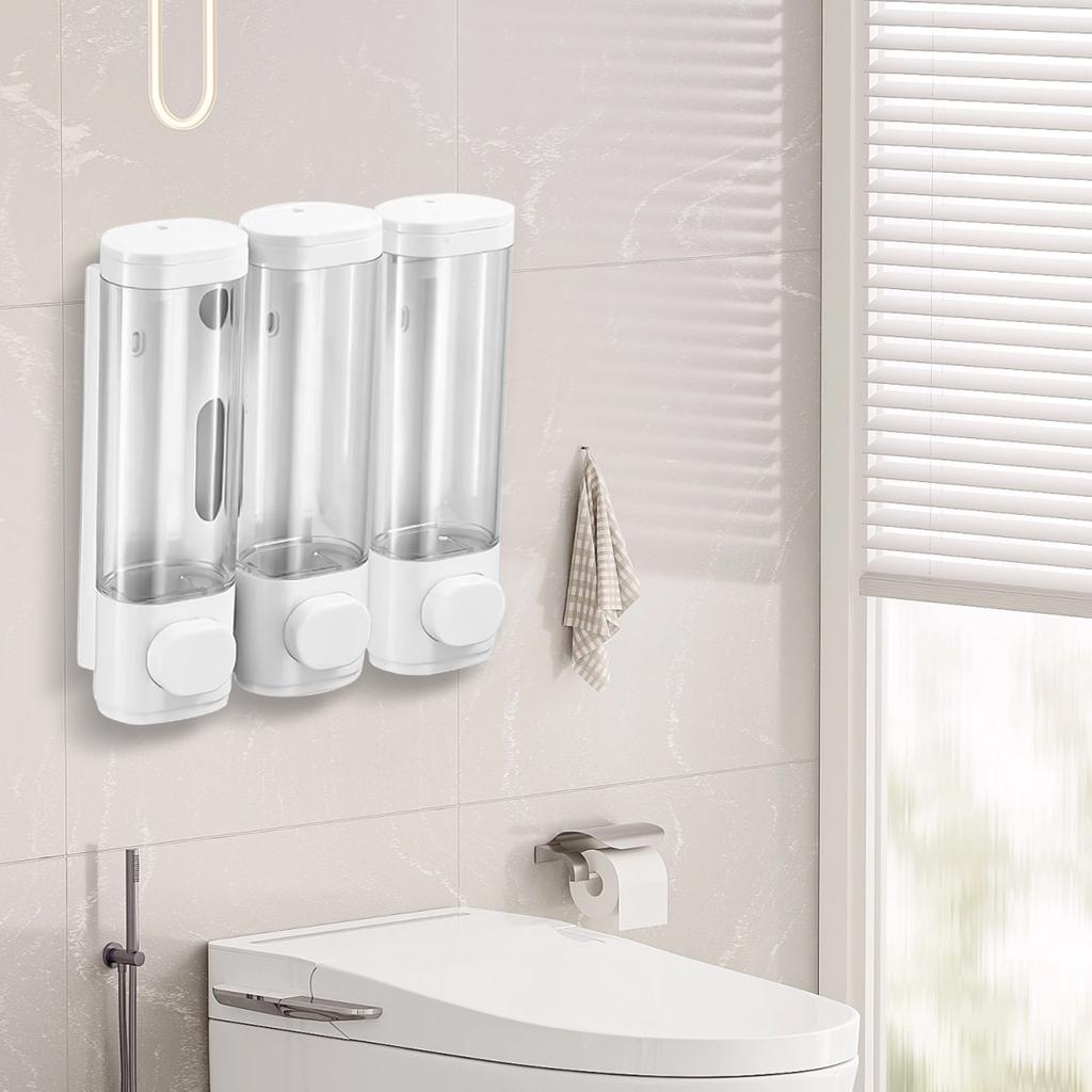 Shower Soap Dispenser Wall Mounted , Shampoo And Conditioner Dispenser,Shower Shampoo Dispenser 3 Chamber,Shower Dispenser