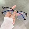 Ultralight Retro Cat Eye Half-Rim Transparent Gray Pure Titanium Eyeglasses Frame for Prescription Lenses