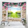 Balcony Window Landscape Tapestry Wall Hanging Boho Style Bed Sheet Sofa Blanket Aesthetics Living Room Bedroom Wall Decoration