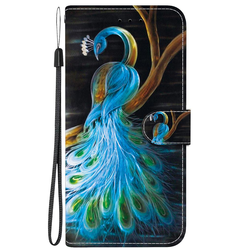 Elegant Peacock Pattern Flip Wallet PU Leather Case with For iPhone Samsung Infinix TECNO OPPO Realme Moto Blackview...for Over 900 Phone Models