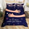 Cute Love Hug Duvet Cover Set Single King for Kids Adults Cute Sun Moon Cloud Bedding Set Lovely Heart Pattern Beige Quilt Cover