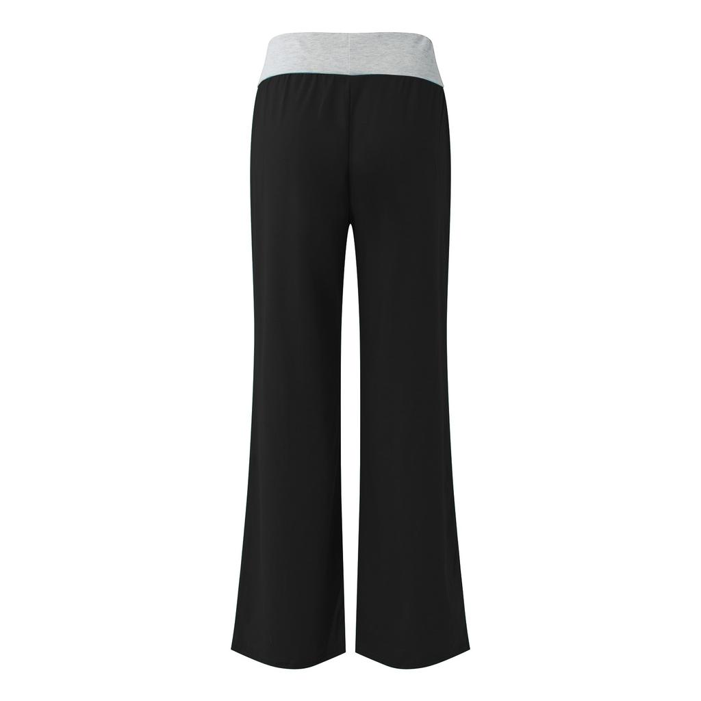 Women Wide Leg Pants Casual Stretch Yoga Pant   Pants Splicing Pants