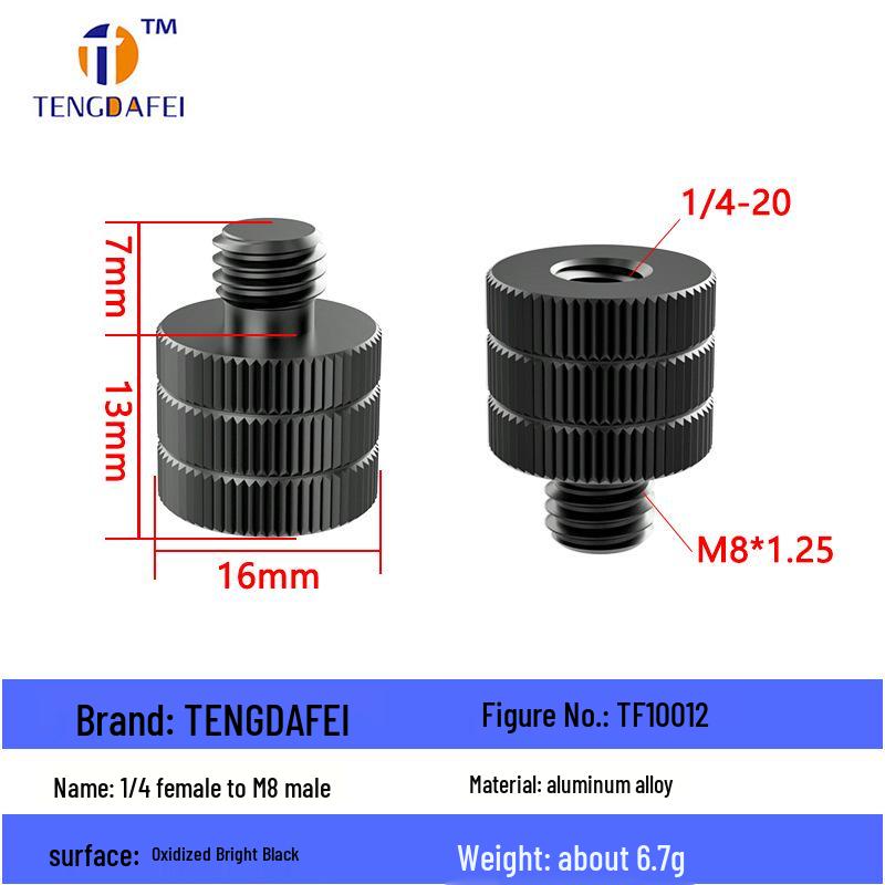 Reversible 1/4" Male To 3/8" Female Adapter for Camera Tripod Ball Head with M4-M8 Conversion Screws