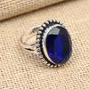 Blue Sapphire Lab-Created Gemstone Handmade Jewelry 925 Sterling Silver Ring For Women