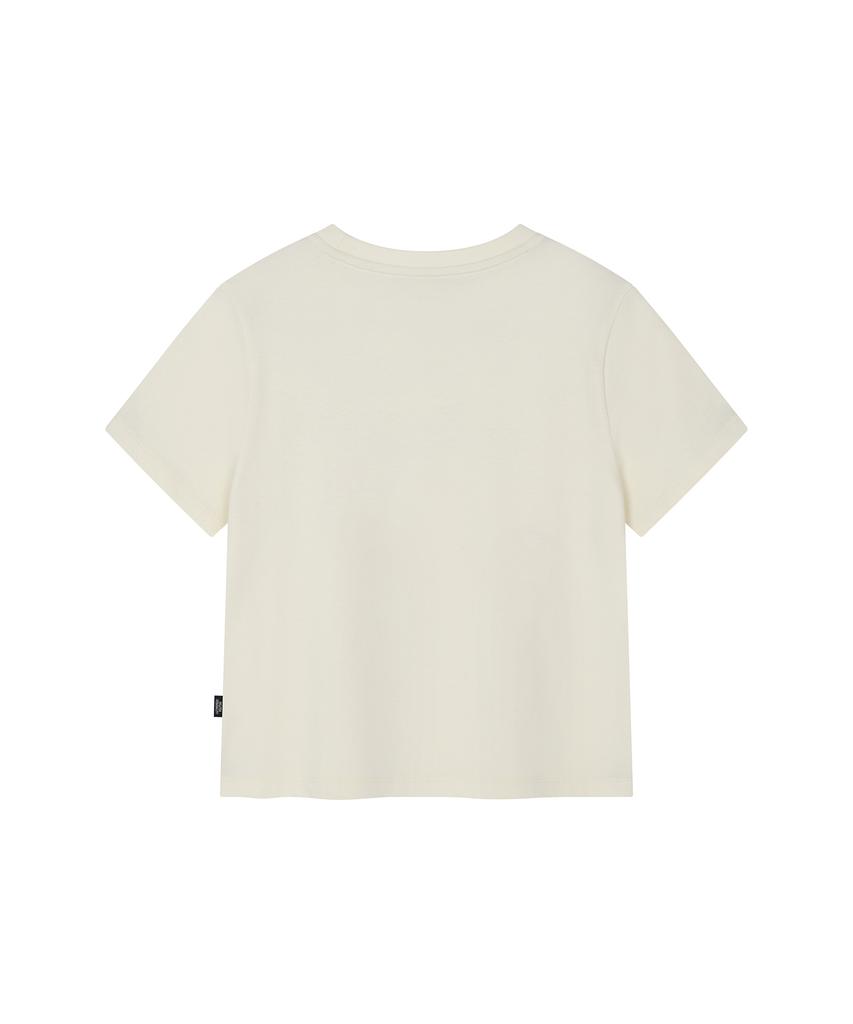 LMR Cat Symbol Applique Short Sleeve T-Shirt Cream