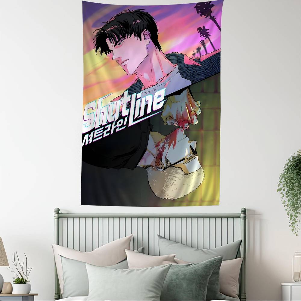 Постер Shutline Cool Jake And ShinU Аниме Гобелен Хиппи Цветок Настенные Ковры Декор Комнаты в Общежитии Дешевый Хиппи Настенный Декор
