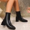 Fashion Spring and Autumn High Quality Women's Shoes Fashion Solid Color Square Toe Medium Heel Short Side Zipper Women's Fashion Boots