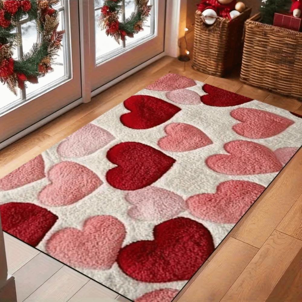 Flower Letter Absorbent Mat Love Heart Door Mat Creative Bathroom Mat  Wet Areas