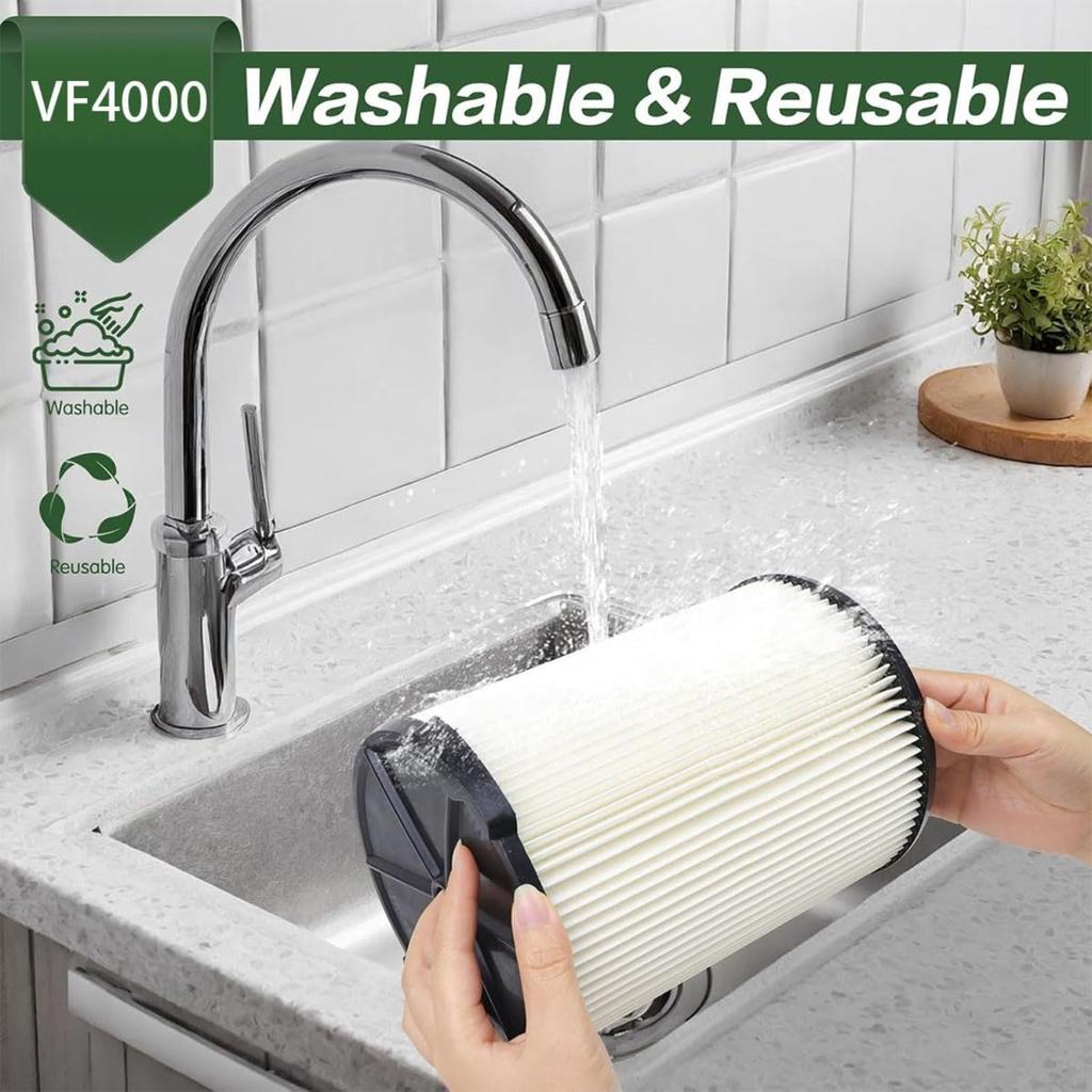 1 Pack VF4000 Filter Replacement for Rigid Shop Vac Filter, Standard Wet/Dry Vac Filter 72947, compatible most 5-20 Gallon and Husky 6-9 Gallon