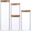 Set of 4 Jars Food Storage Containers Conservation In Borosilicate Glass with Airtight Lid