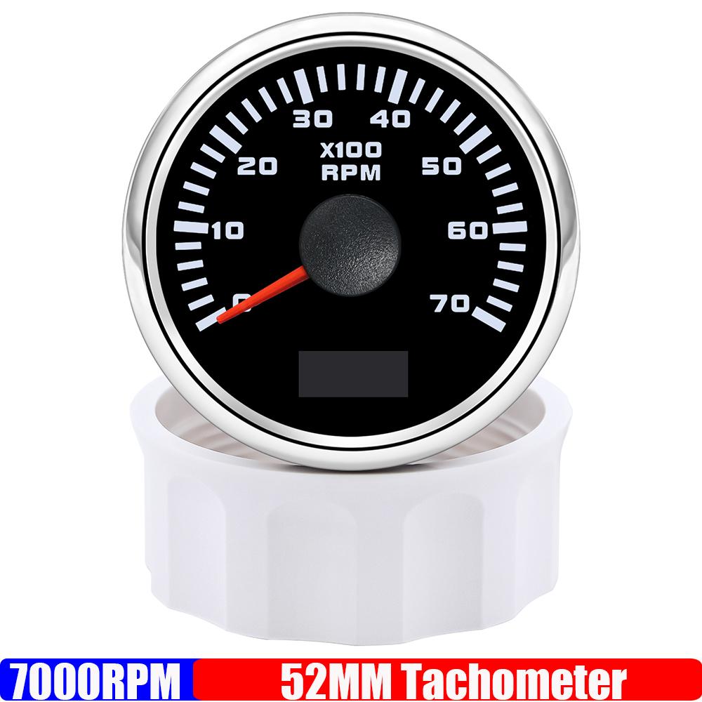 2" 52mm Tachometer 3000RPM 4000RPM,6000RPM,70000RPM,8000RPM Tacho Gauge Red Light RPM Meter for Boat Marine Car 12V24V