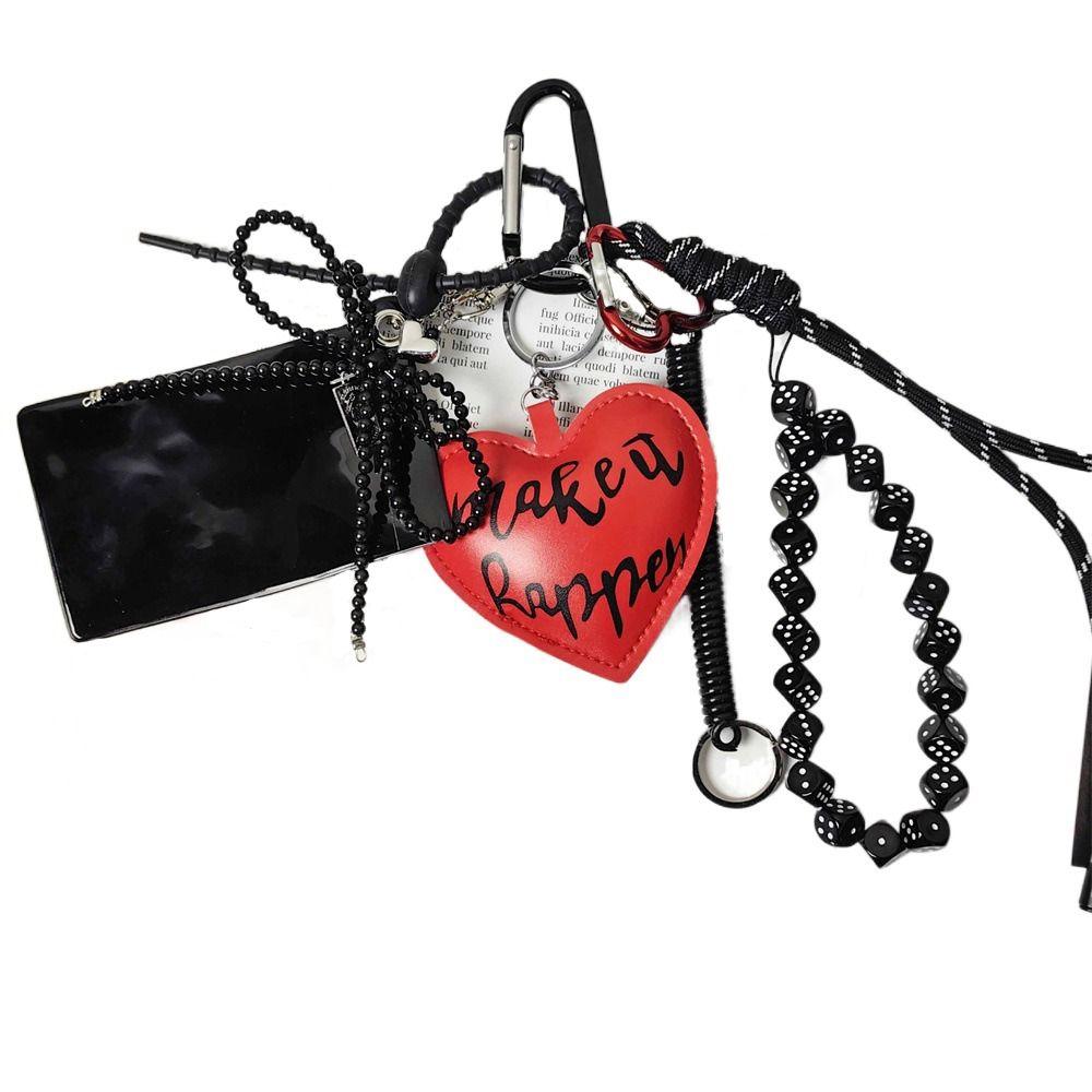 PU Leather Lovely Heart Shaped Keyring Ins Bag Charms Exquisite Car Keychain  Party