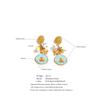 Yhpup 2026 Stainless Steel Ceramic Flower Honeybee Drop Earrings 2026 Exclusive Design Trending Charm Aesthetic Jewelry Gift